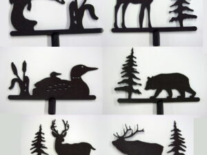 Iron Lodge Theme Finial Bear Moose Elk Fish Loon Tree Rustic Lamp Shade Topper