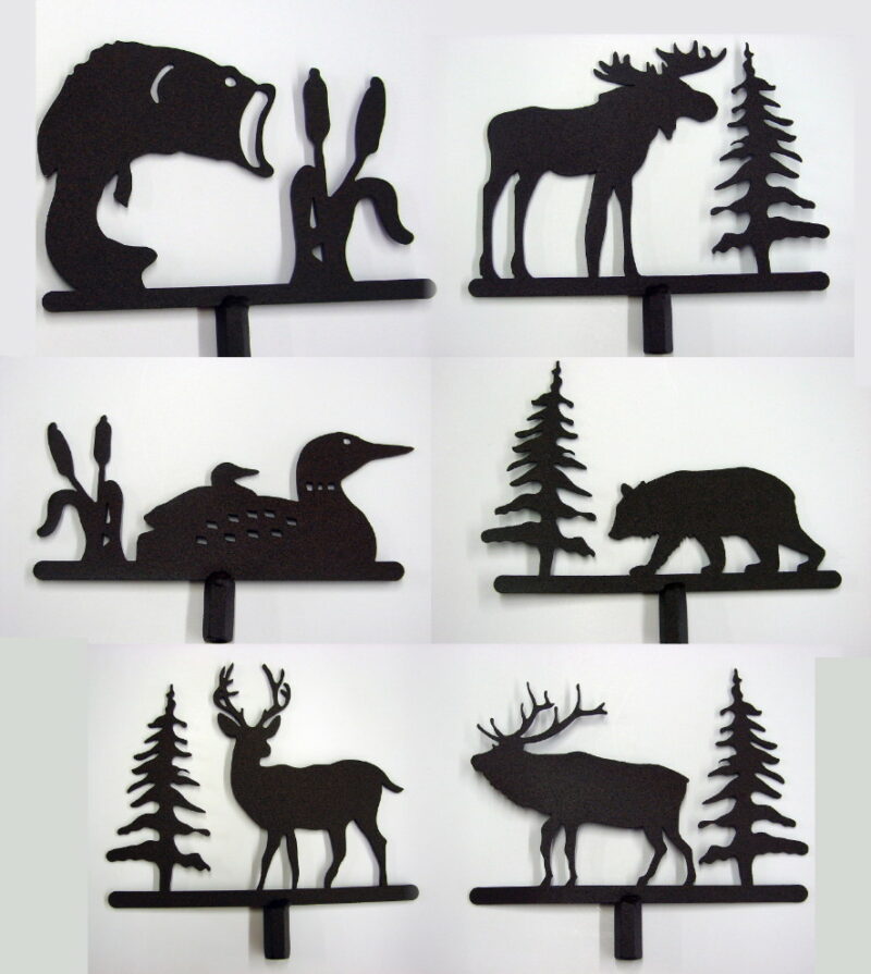 Iron Lodge Theme Finial Bear Moose Elk Fish Loon Tree Rustic Lamp Shade Topper, Moose-R-Us.Com Log Cabin Decor