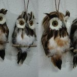 Realistic Real Feather Owl on Branch Hanger Ornament 8"