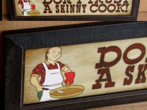Framed Retro Kitchen Sign Don't Trust a Skinny Cook