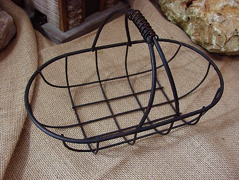 Set/3 Antiqued French Gathering Baskets Wire Planter Container Storage, Moose-R-Us.Com Log Cabin Decor