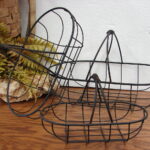 Set/3 Antiqued French Gathering Baskets Wire Planter Container Storage - Image 3