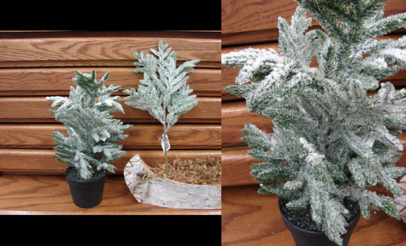 Frosted Fir Potted Pine Tree Realistic Winter Decor, Moose-R-Us.Com Log Cabin Decor