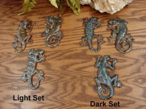 Tropical Stoneware Wall Hanging Gecko Lizard Set of 3