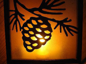 PD Cast Iron Pinecone Pine Taper Candle Holder Cone Shaped Set/2, Moose-R-Us.Com Log Cabin Decor