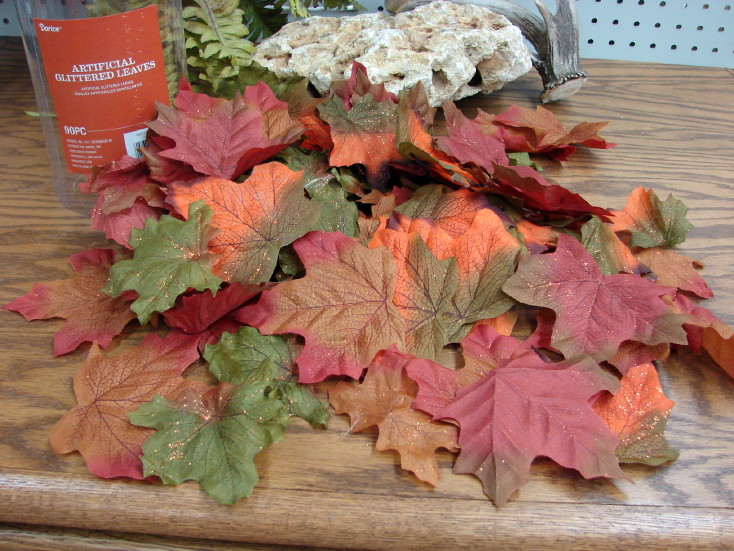 Realistic Autumn Decor Loose Leaf Silk Screen Artificial Life Size Maple Leaves, Moose-R-Us.Com Log Cabin Decor