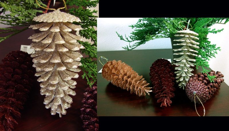 Midwest Large Glitter Pinecone Ornament Bronze Copper Pewter, Moose-R-Us.Com Log Cabin Decor