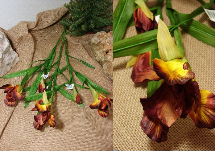 Golden Copper Miniature Iris Pick Set/3 Woodsy Bouquet, Moose-R-Us.Com Log Cabin Decor