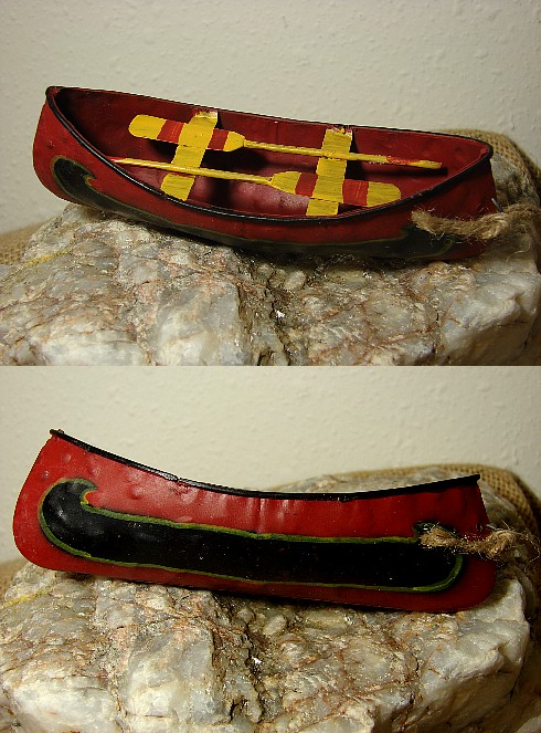 GSI Detailed Tin Canoe with Paddles Ornament, Moose-R-Us.Com Log Cabin Decor