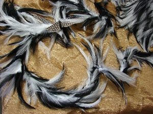Real Guinea Hen Feather Garland Black White Lodge Decor