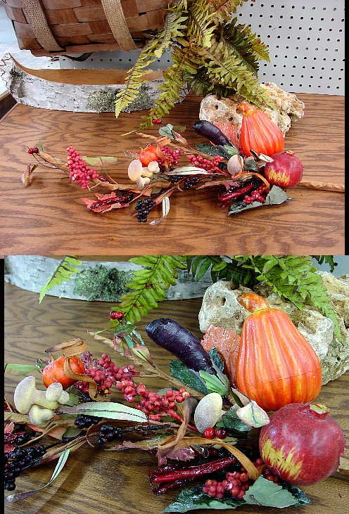 Nature&#8217;s Harvest Spray Pumpkin Pods Seeds Mushroom Swag, Moose-R-Us.Com Log Cabin Decor
