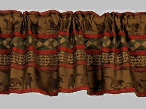 HomeMax Tapestry Micro Suede Lined Cascade Lodge Bear Valance Curtains