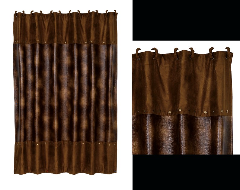 Luxury Faux Leather Homemax Dark Brown, Shower Curtain Light Brown