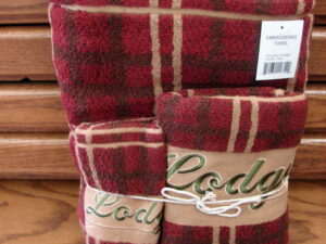 Brand New 3 pc HomeMax Thick Terry Cloth Embroidered Lodge Theme Bathroom Towel Set