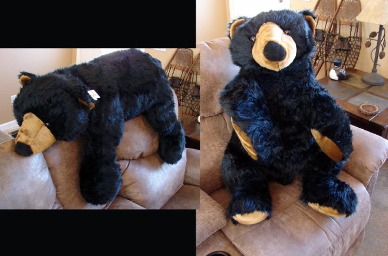 Oversized Super Soft Plush Northwoods Black Brown Bear, Moose-R-Us.Com Log Cabin Decor