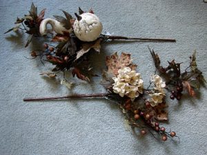 Hydrangea Gourd Berry 22" Burlap Maple Leaves Pick Victorian Romantic Flower Spray