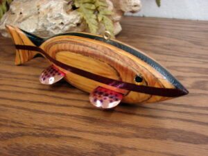 Unique Inlaid Wood Working Fish Spearing Decoy