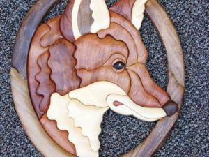 Solid Wood Intarsia Inlaid Fox Head Wall Picture