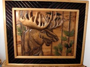 Detailed Resin Wood Carved Look Moose Family Figurine, Moose-R-Us.Com Log Cabin Decor