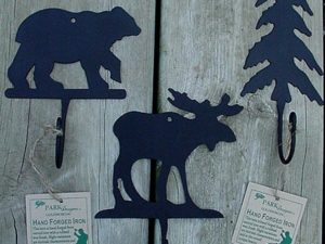Park Designs Hand Forged Iron Bear Moose Tree Single Hook Wall Peg