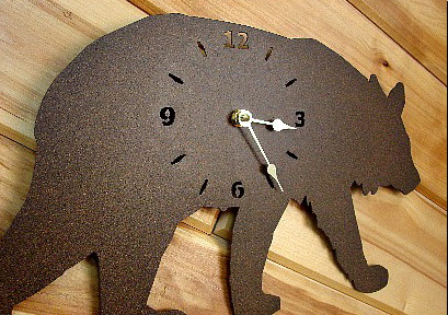 Iron Silhouette Clocks Bear Wall Clock Rustic Log Cabin Decor, Moose-R-Us.Com Log Cabin Decor