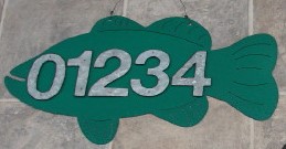 Fish Iron Address Sign House Number Silhouette, Moose-R-Us.Com Log Cabin Decor