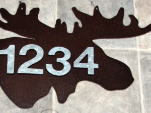 Moose Head Iron Address Sign House Number Silhouette