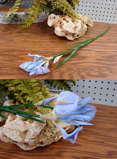 Japanese Iris Pick Blue Hue Summer Wildflower Arrangement, Moose-R-Us.Com Log Cabin Decor