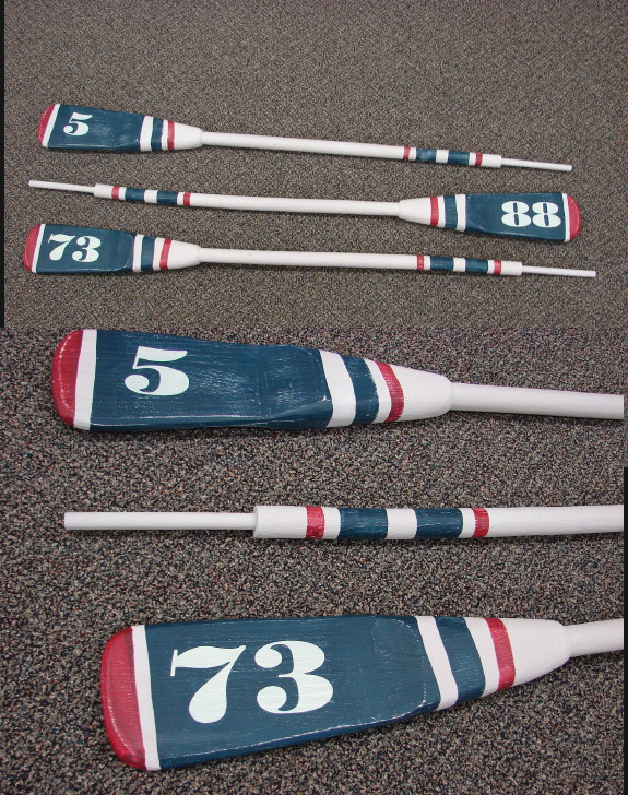 Crew Rowing Oar Paddle Red White Blue Nautical Wall Hanger, Moose-R-Us.Com Log Cabin Decor