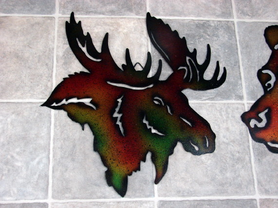 Laser Cut Metal Silhouette Moose Head Wall Hanging, Moose-R-Us.Com Log Cabin Decor