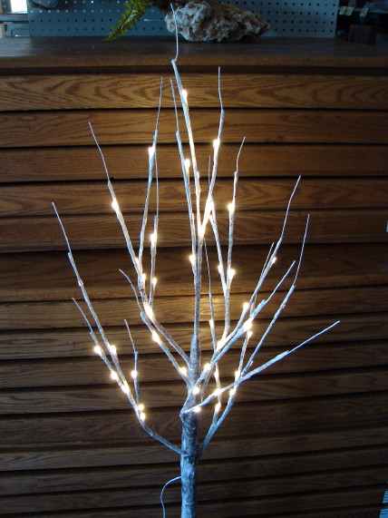 LED Lighted Realistic Birch Bark Tree 4 Foot, Moose-R-Us.Com Log Cabin Decor