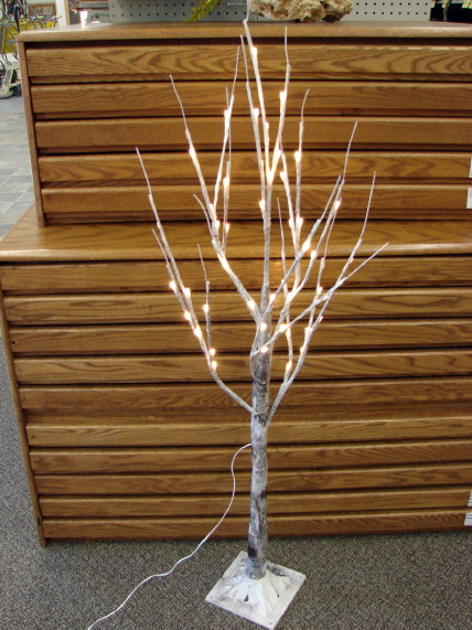 LED Lighted Realistic Birch Bark Tree 4 Foot, Moose-R-Us.Com Log Cabin Decor