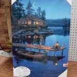 Gallery Wrapped Canvas LED Art Log Cabin Crescent Bay Moon Darrell Bush - Image 2