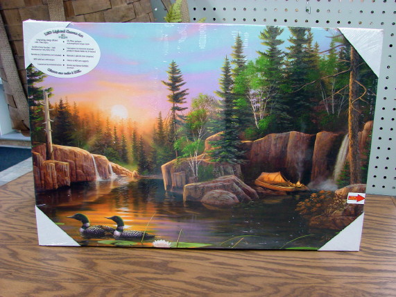 Gallery Wrapped Canvas LED Art Sunset Loons Evening Solitude Kevin Daniel, Moose-R-Us.Com Log Cabin Decor