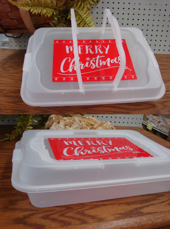 Merry Christmas Travel Storage Handled Container Treats Ornaments Cookies -   Log Cabin Decor