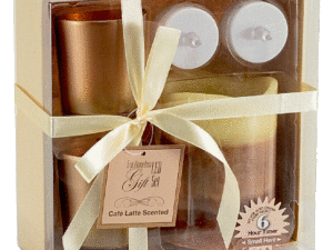 5 Pc Layered Flameless Latte Scented Pillar Candle Gift Set