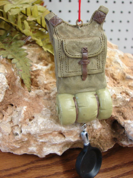 Midwest Detailed Hiking Camping Backpack with Skillet Ornament, Moose-R-Us.Com Log Cabin Decor