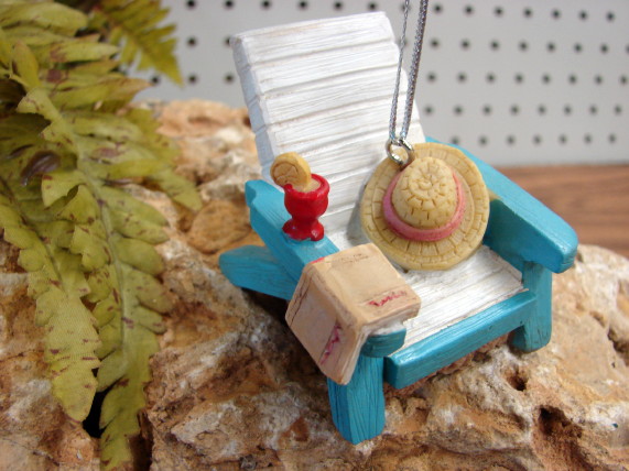 Midwest Detailed Tropical Beach Chair with Hat Ornament, Moose-R-Us.Com Log Cabin Decor