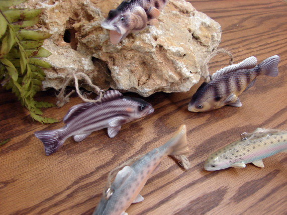 Midwest Freshwater Fish Bass Trout Bluegill Ornament, Moose-R-Us.Com Log Cabin Decor