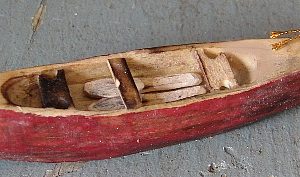 Rustic Miniature Distressed Wood Carved Canoe Ornament