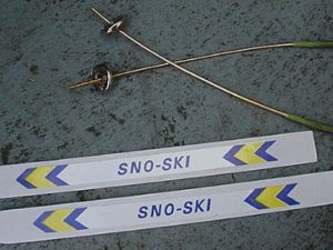 Miniature Tiny 4" Sport Snow Skis Downhill Poles Ski Lodge Decor