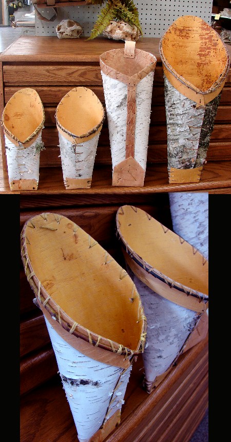 MN Native American Indian Ojibwe Birch Bark Wall Pocket Basket, Moose-R-Us.Com Log Cabin Decor