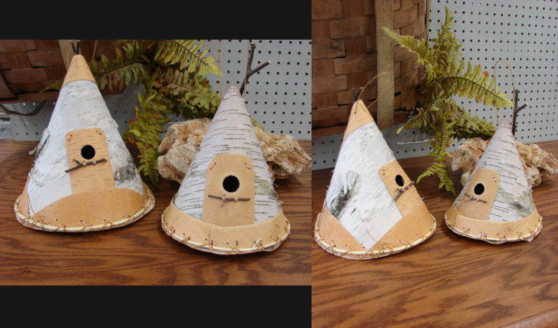 Native American Made Birch Bark Tepee Bird House Teepee, Moose-R-Us.Com Log Cabin Decor