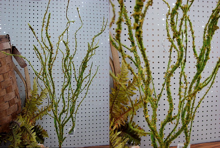 Very Realistic Silk Stem Moss Twig Bush, Moose-R-Us.Com Log Cabin Decor