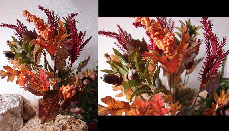 Oakhurst Autumn Leaf Acorn Plume Berry Bush Arrangement, Moose-R-Us.Com Log Cabin Decor