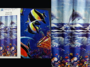 Ocean Life PEVA Shower Curtain Dolphin Tropical Fish