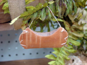 Authentic Ojibwe Native American Indian Birch Bark Canoe Ornament