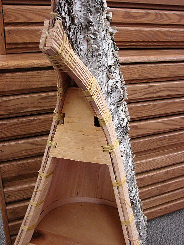 Authentic Ojibwa Native American Indian White Birch Bark Canoe Cedar Lined Shelf, Moose-R-Us.Com Log Cabin Decor