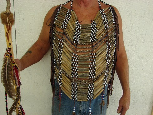 Authentic Native American Indian Ojibwe Powwow Breastplate Beaded Shells, Moose-R-Us.Com Log Cabin Decor