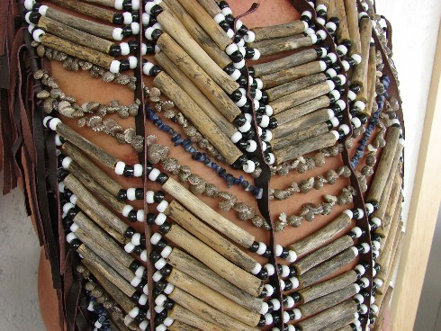 Authentic Native American Indian Ojibwe Powwow Breastplate Beaded Shells, Moose-R-Us.Com Log Cabin Decor